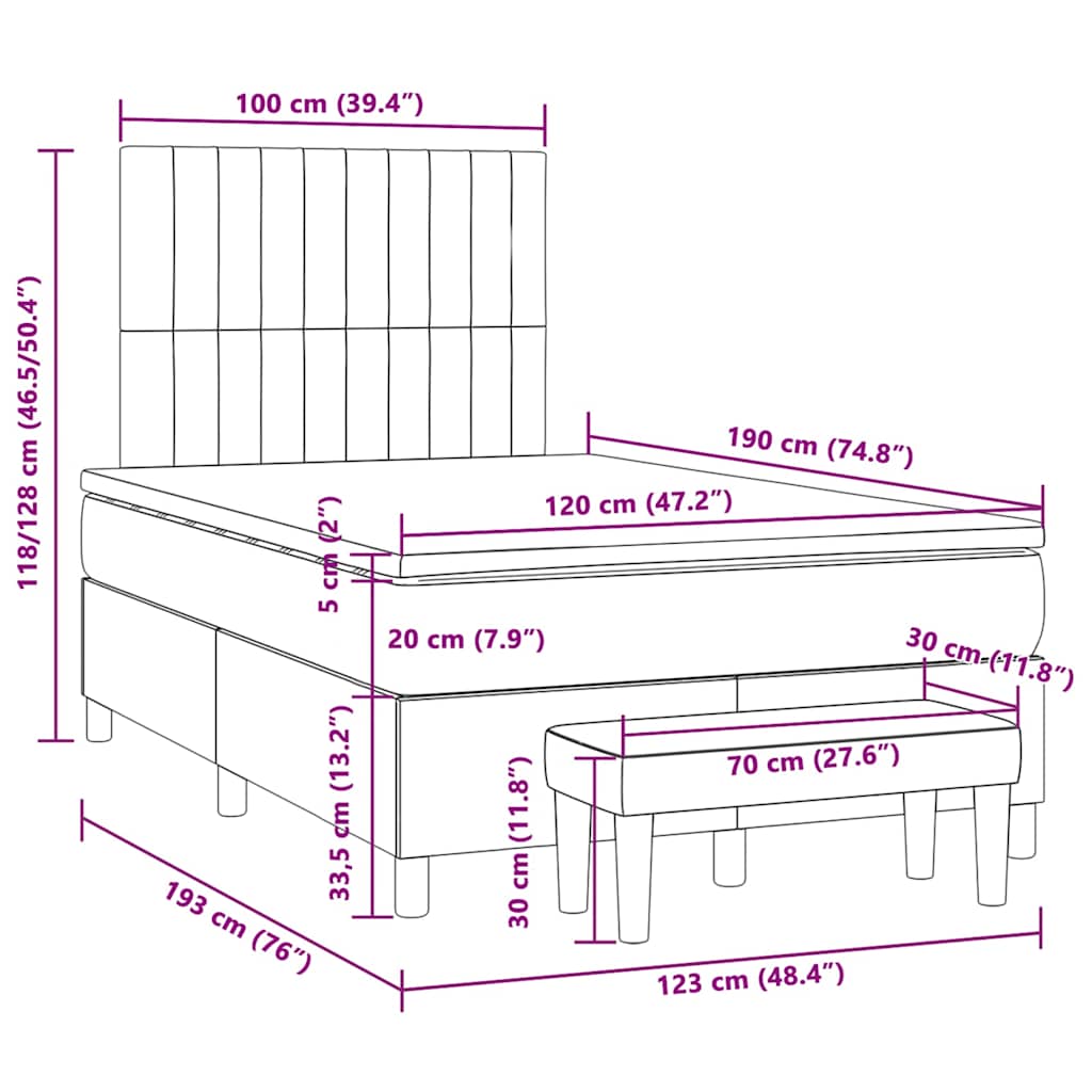 Boxspring met matras fluweel roze 120x190 cm – afbeelding 10