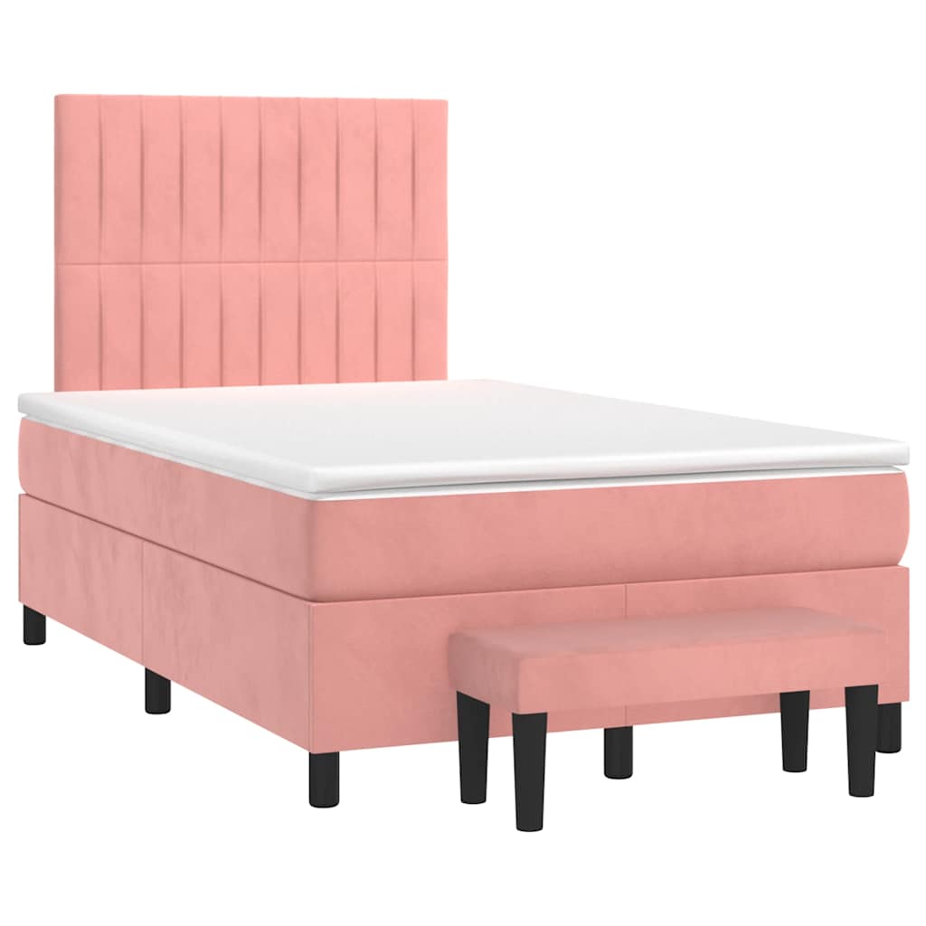 Boxspring met matras fluweel roze 120x190 cm – afbeelding 2