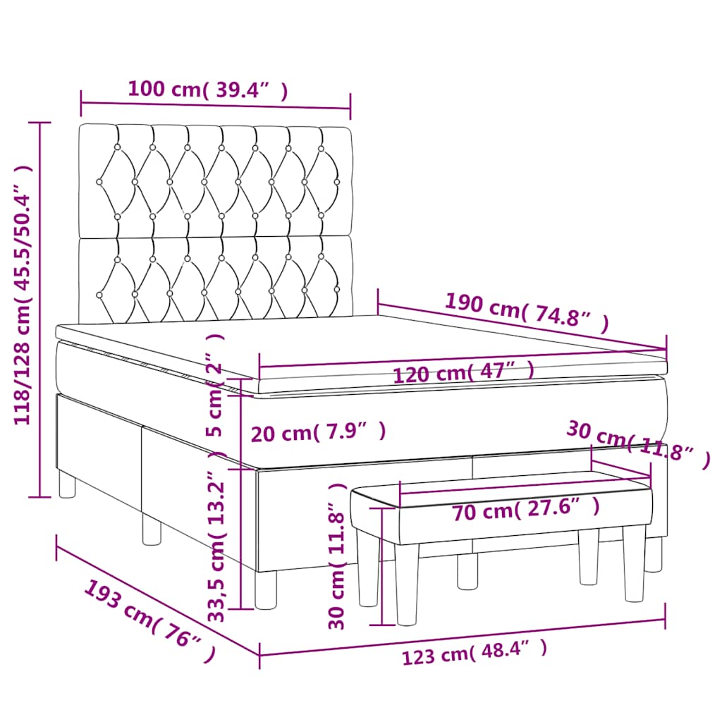 Boxspring met matras fluweel donkergroen 120x190 cm – afbeelding 10