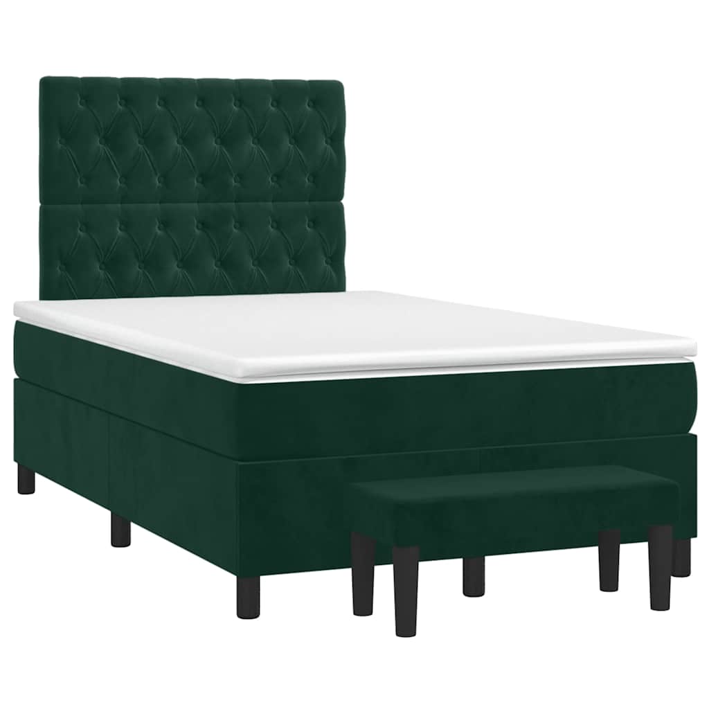 Boxspring met matras fluweel donkergroen 120x190 cm – afbeelding 2
