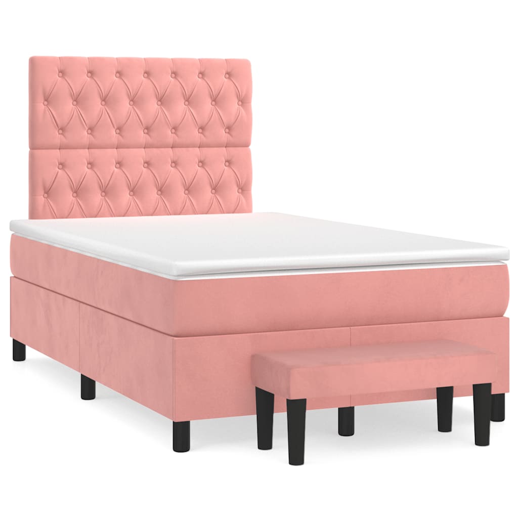Boxspring met matras fluweel roze 120x190 cm – afbeelding 1