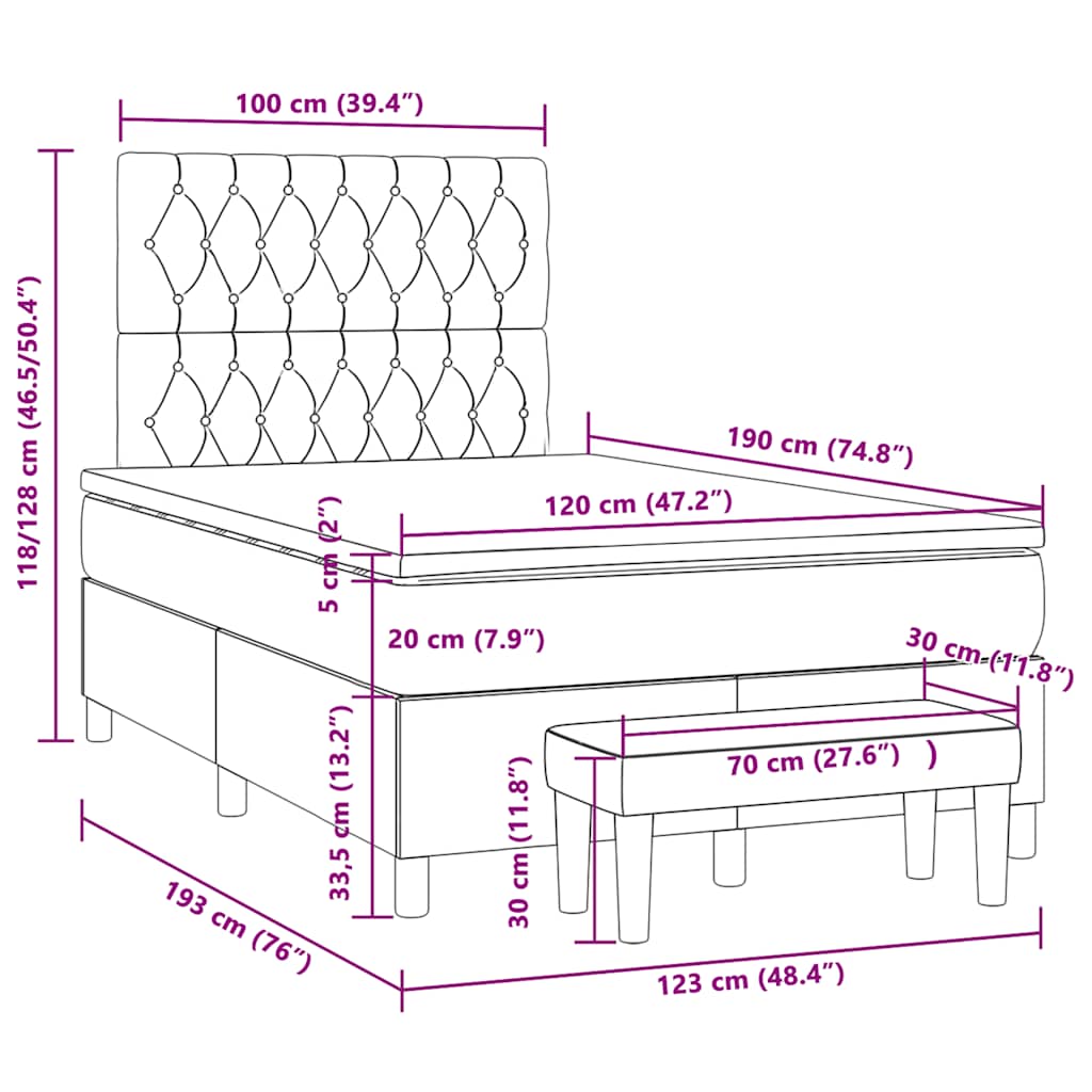 Boxspring met matras fluweel roze 120x190 cm – afbeelding 10