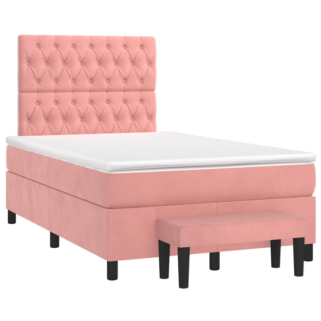 Boxspring met matras fluweel roze 120x190 cm – afbeelding 2