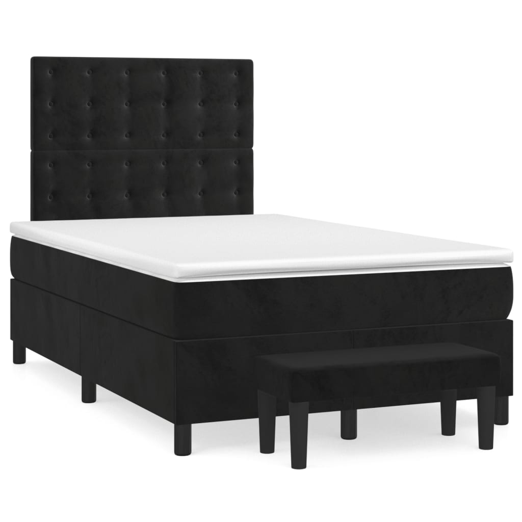 Boxspring met matras fluweel zwart 120x190 cm – afbeelding 1