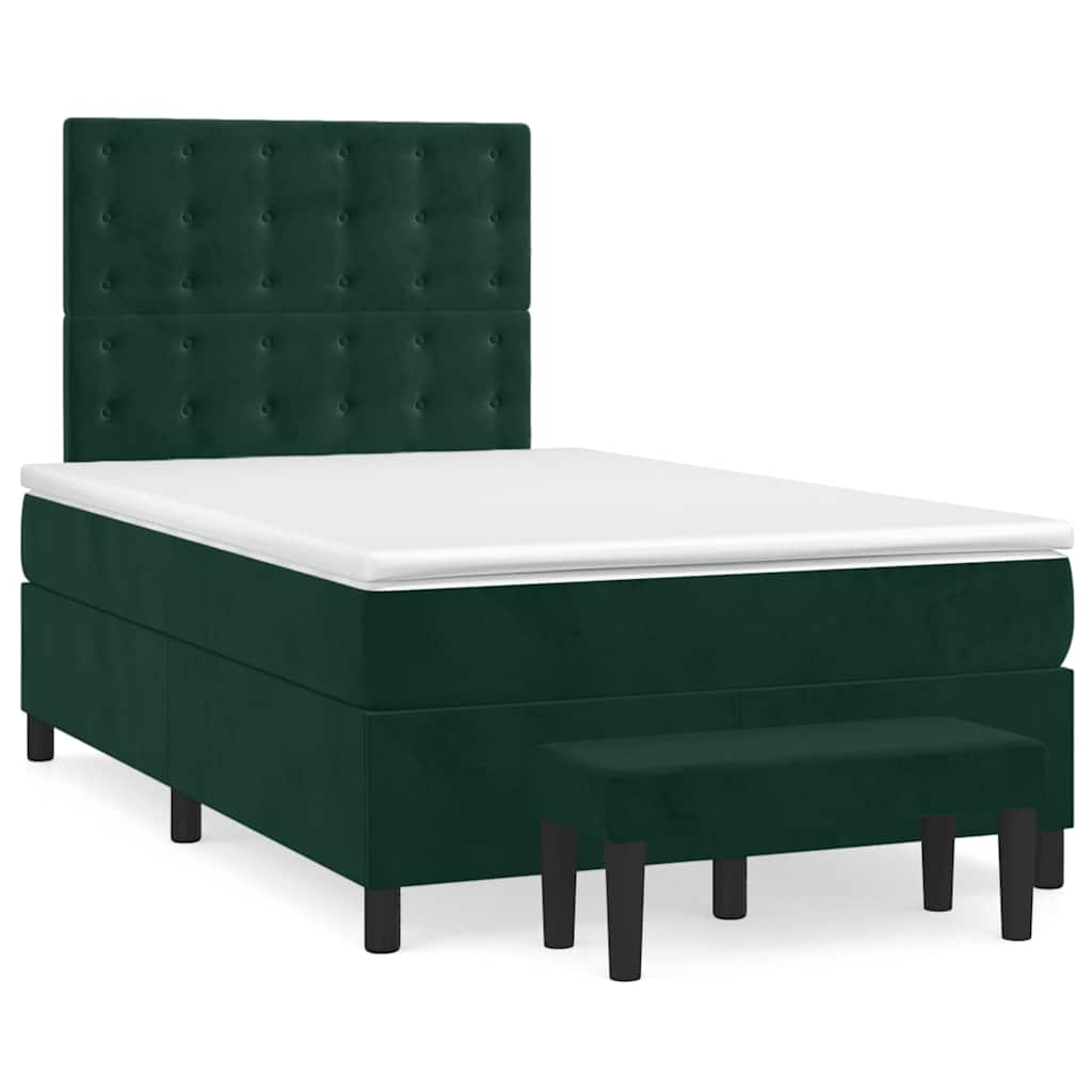 Boxspring met matras fluweel donkergroen 120x190 cm – afbeelding 1