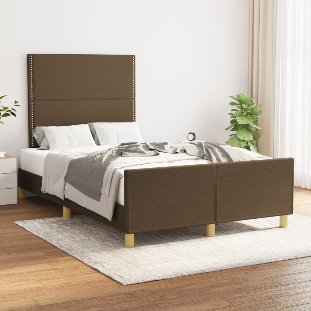Bedframe zonder matras 120x190 cm stof donkerbruin – afbeelding 1