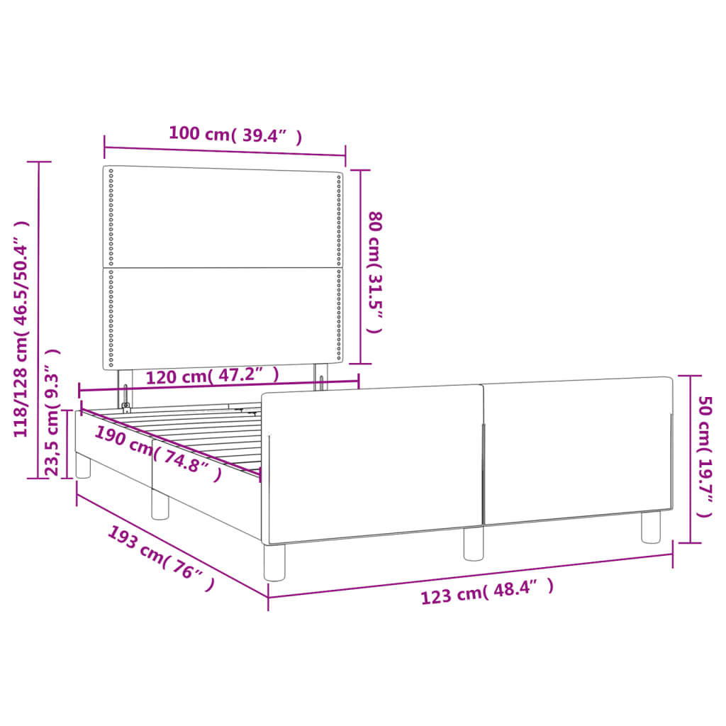 Bedframe zonder matras 120x190 cm stof taupe – afbeelding 11