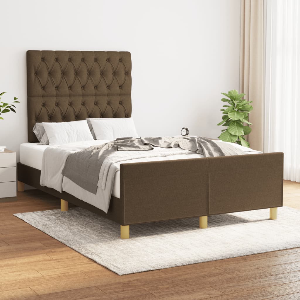 Bedframe zonder matras 120x190 cm stof donkerbruin – afbeelding 1