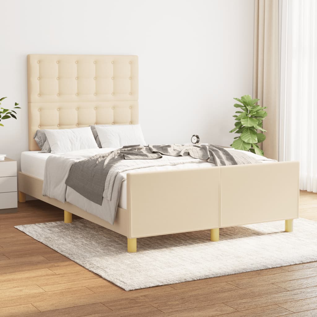 Bedframe zonder matras 120x190 cm stof crèmekleurig – afbeelding 1