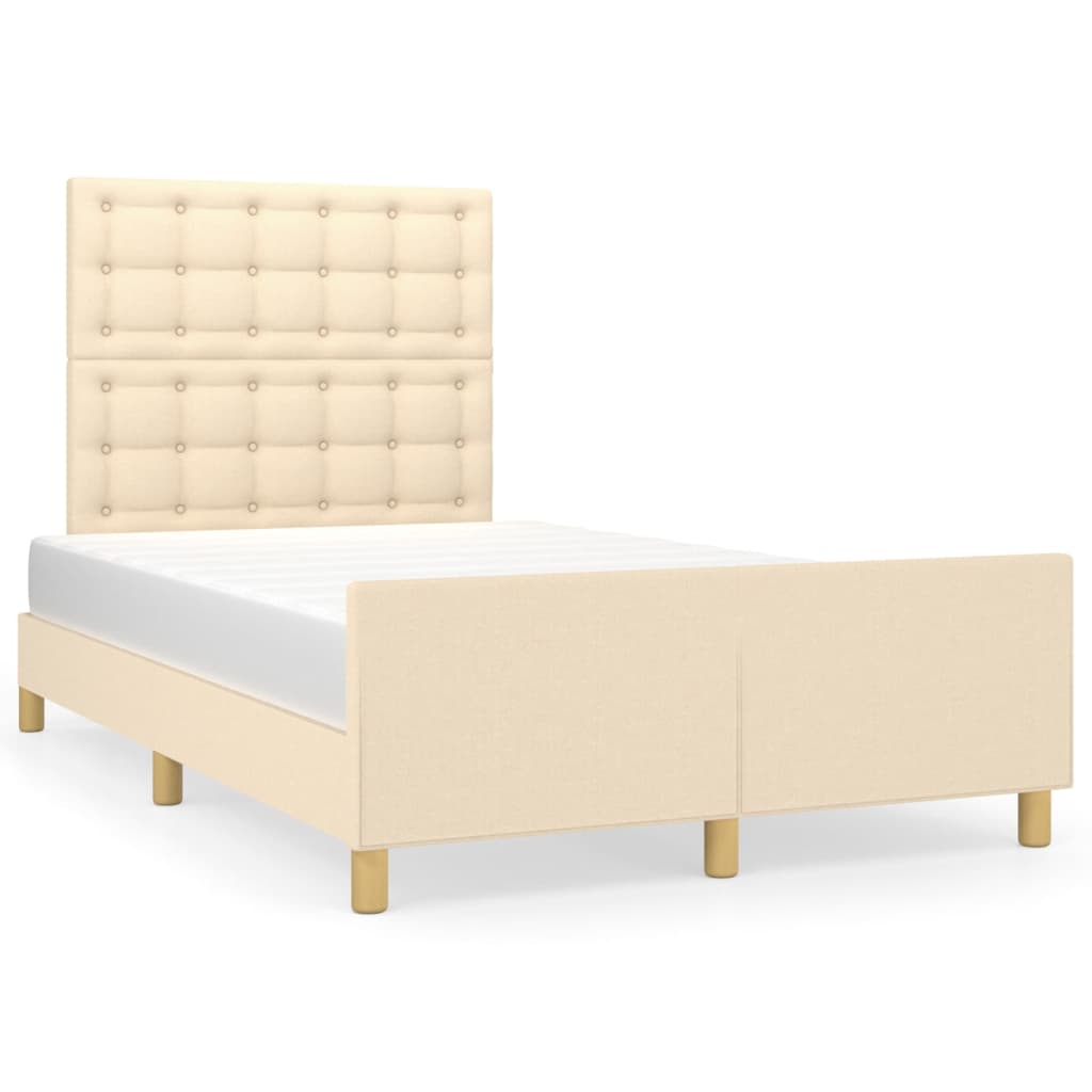 Bedframe zonder matras 120x190 cm stof crèmekleurig – afbeelding 2
