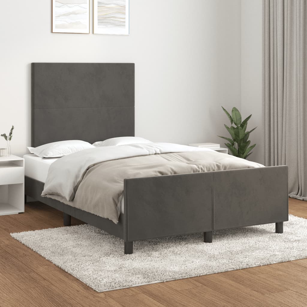 Bedframe zonder matras 120x190 cm fluweel donkergrijs – afbeelding 1