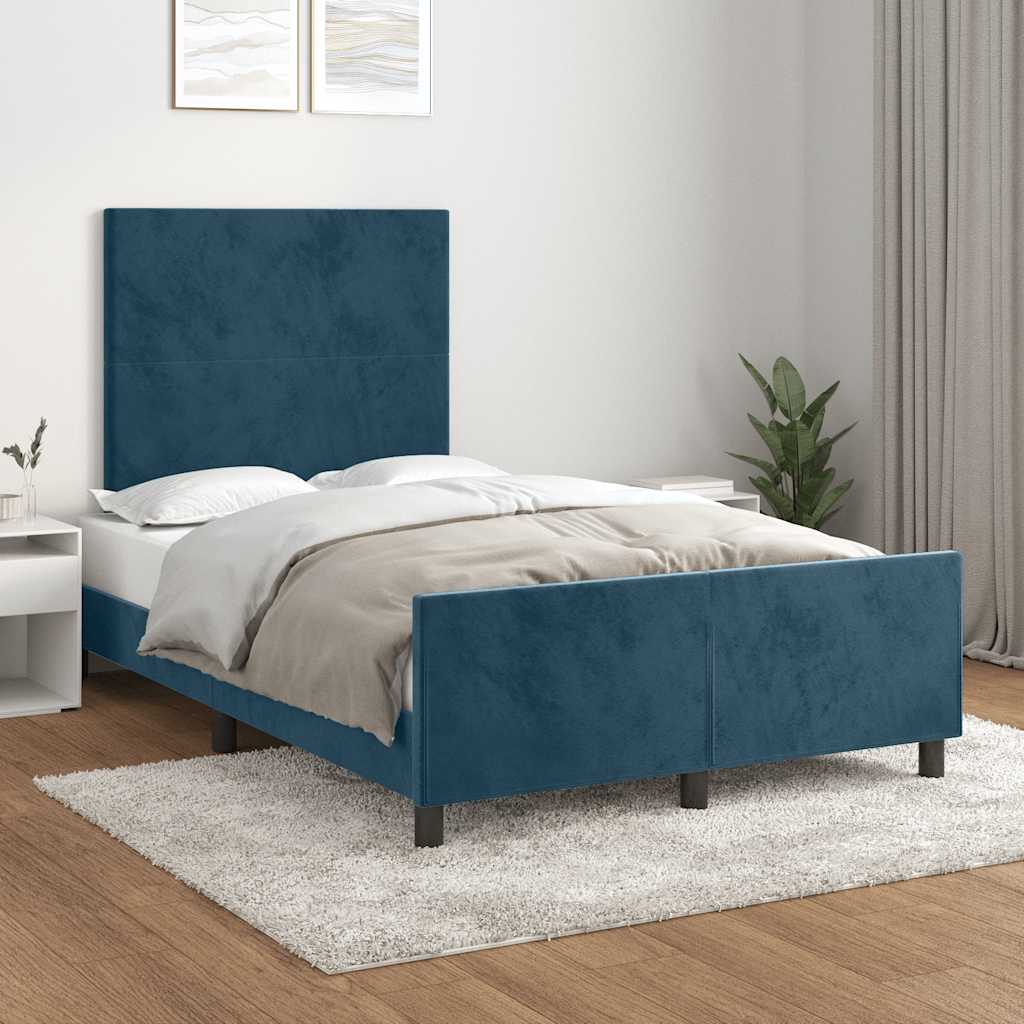 Bedframe zonder matras 120x190 cm fluweel donkerblauw – afbeelding 1