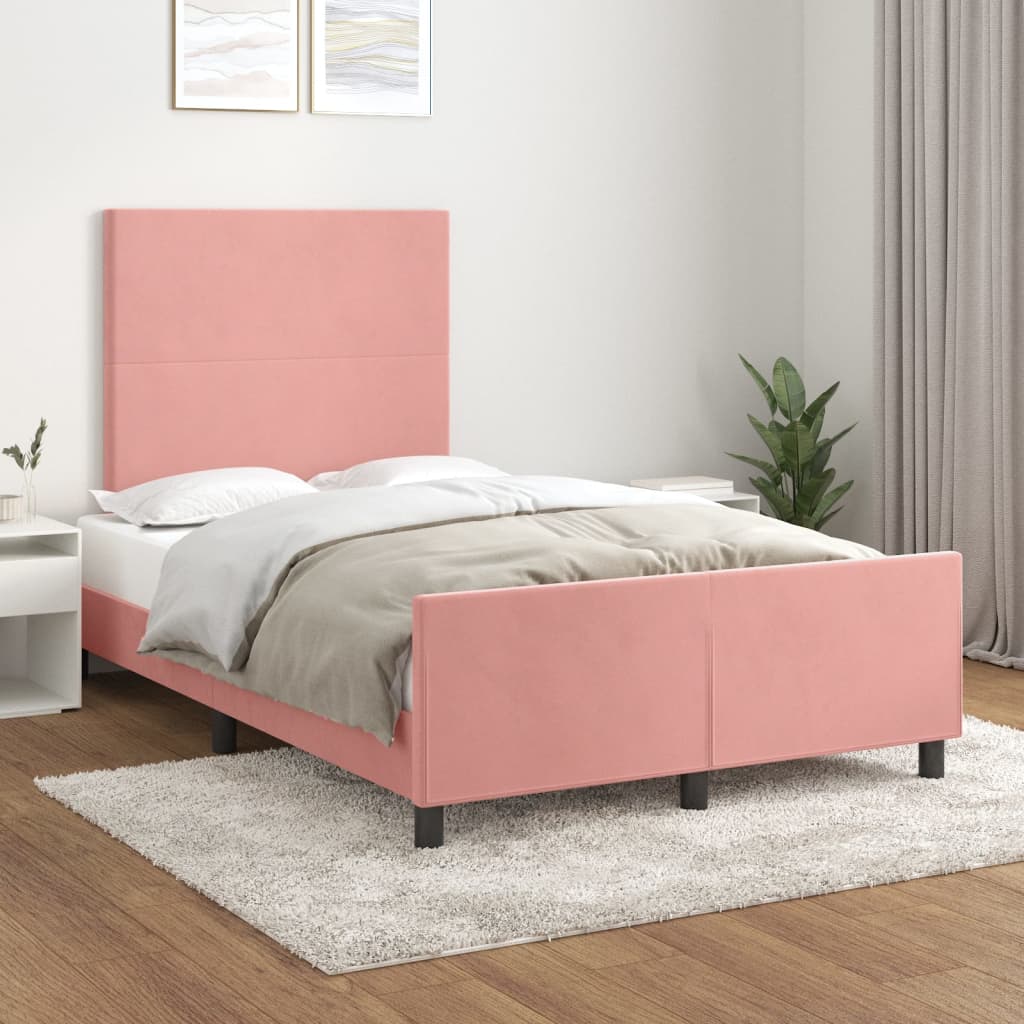 Bedframe zonder matras 120x190 cm fluweel roze – afbeelding 1