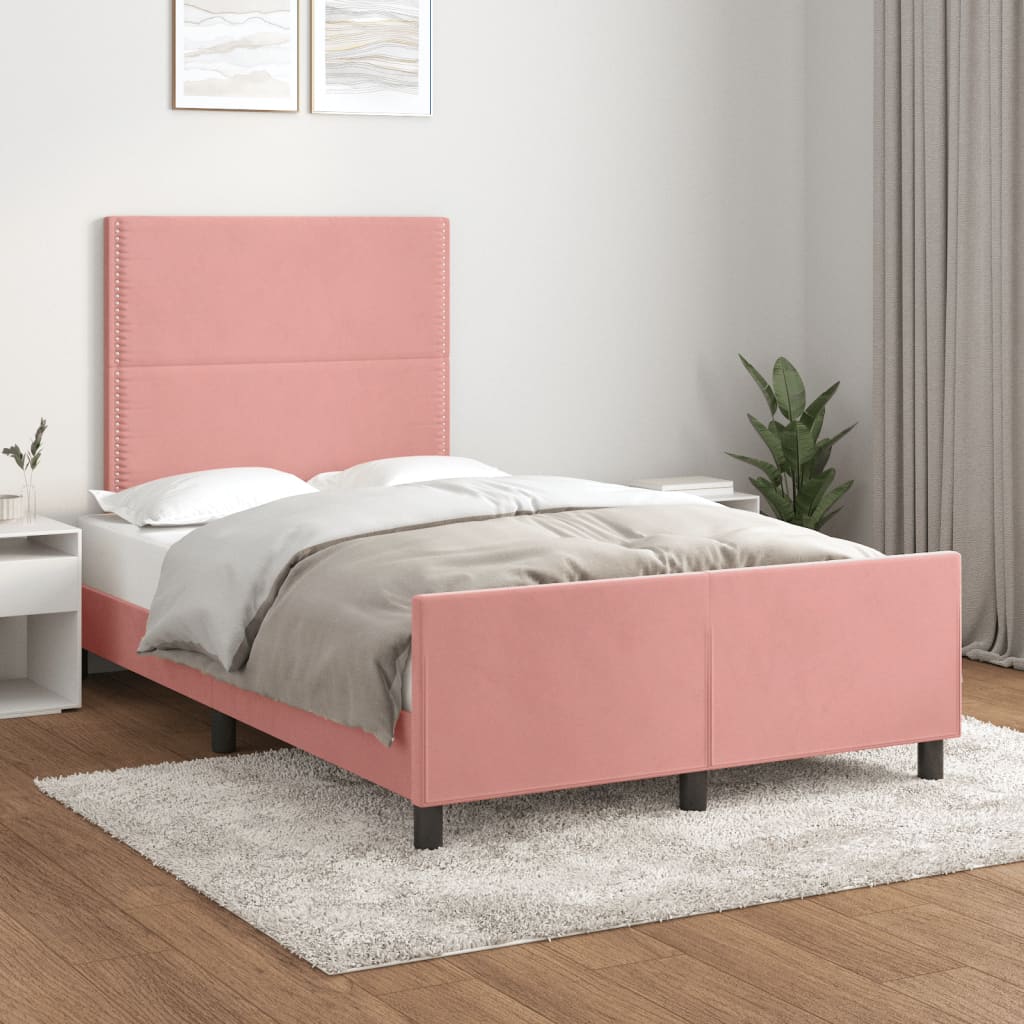 Bedframe zonder matras 120x190 cm fluweel roze – afbeelding 1