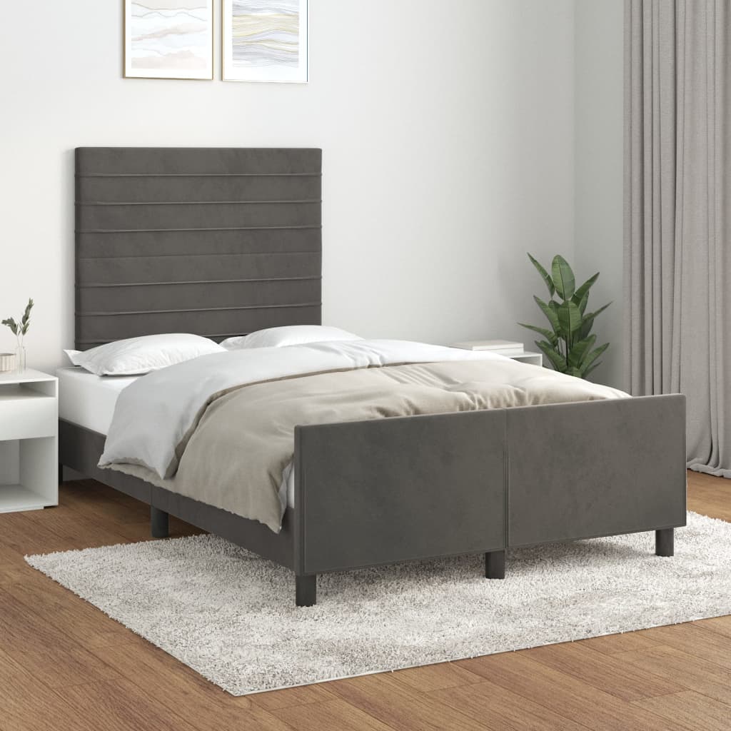 Bedframe zonder matras 120x190 cm fluweel donkergrijs – afbeelding 1