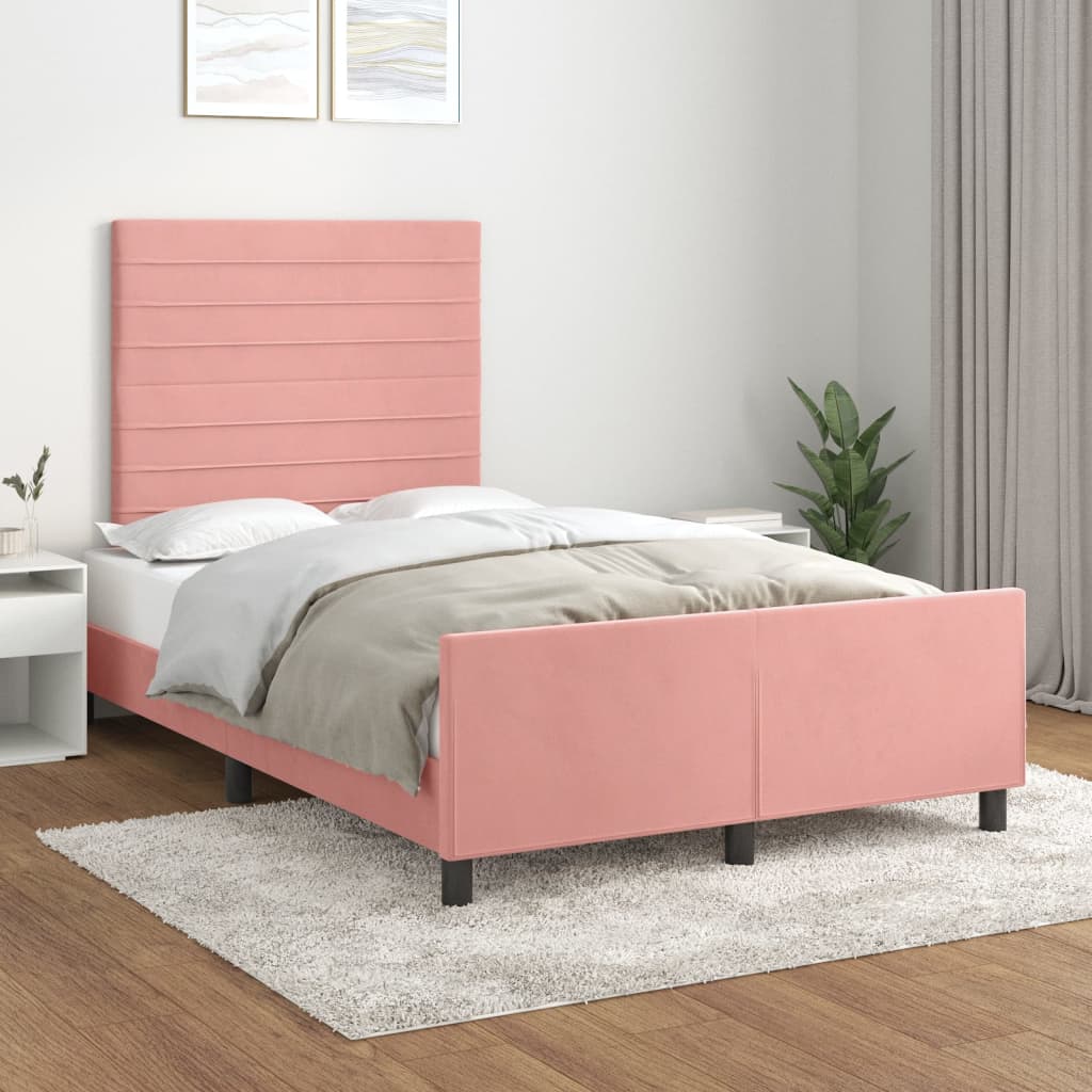 Bedframe zonder matras 120x190 cm fluweel roze – afbeelding 1