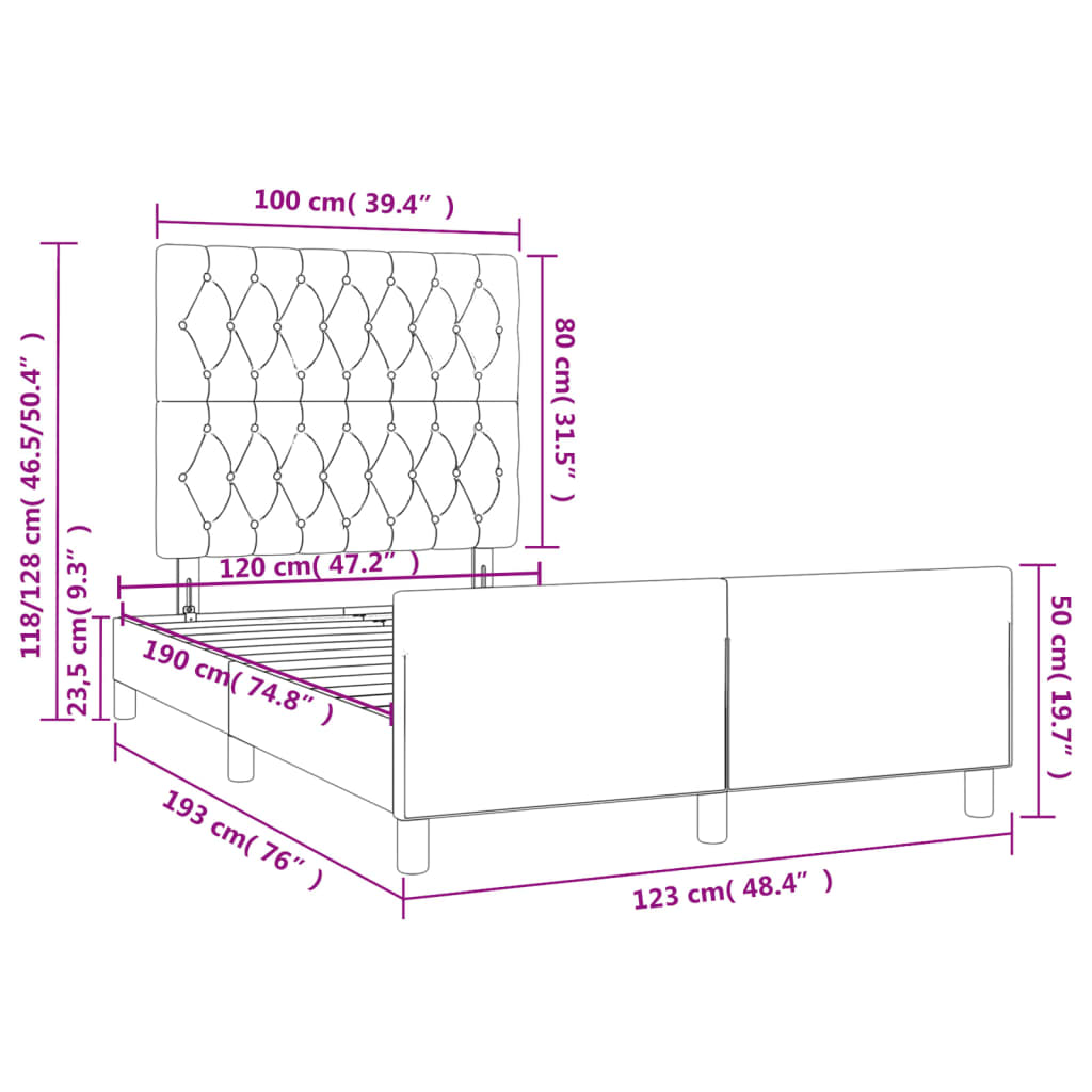 Bedframe zonder matras 120x190 cm fluweel roze – afbeelding 11