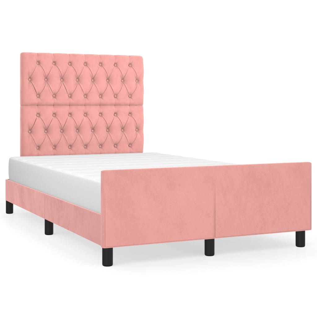 Bedframe zonder matras 120x190 cm fluweel roze – afbeelding 2