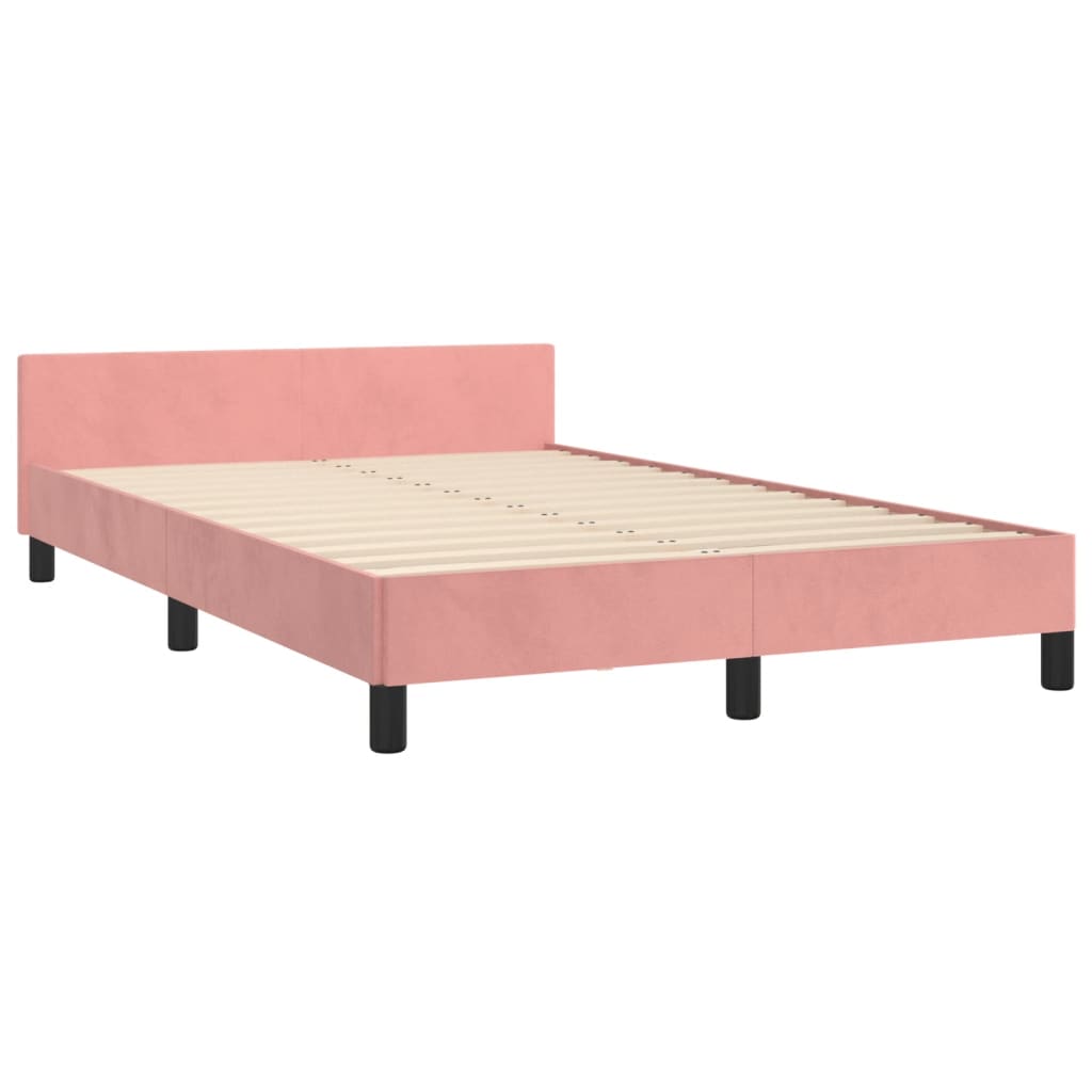 Bedframe zonder matras 120x190 cm fluweel roze – afbeelding 5