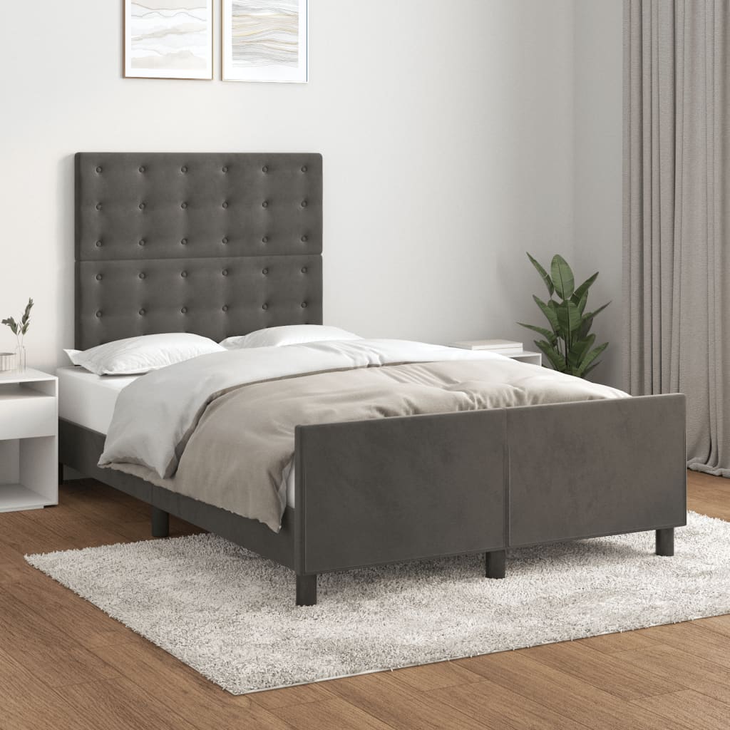 Bedframe zonder matras 120x190 cm fluweel donkergrijs – afbeelding 1
