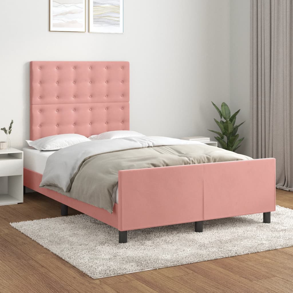 Bedframe zonder matras 120x190 cm fluweel roze – afbeelding 1