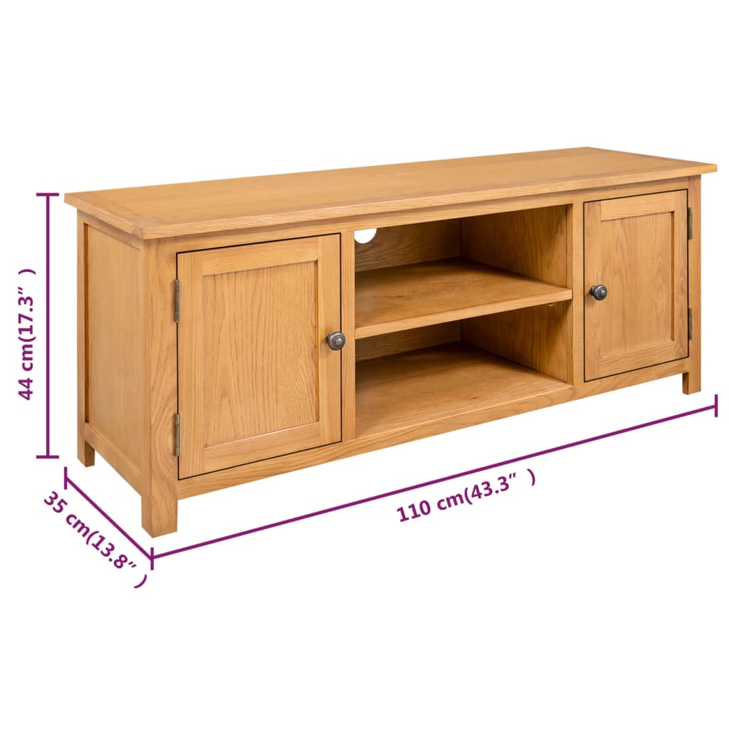 Tv-meubel 110x35x44 cm massief eikenhout – afbeelding 7