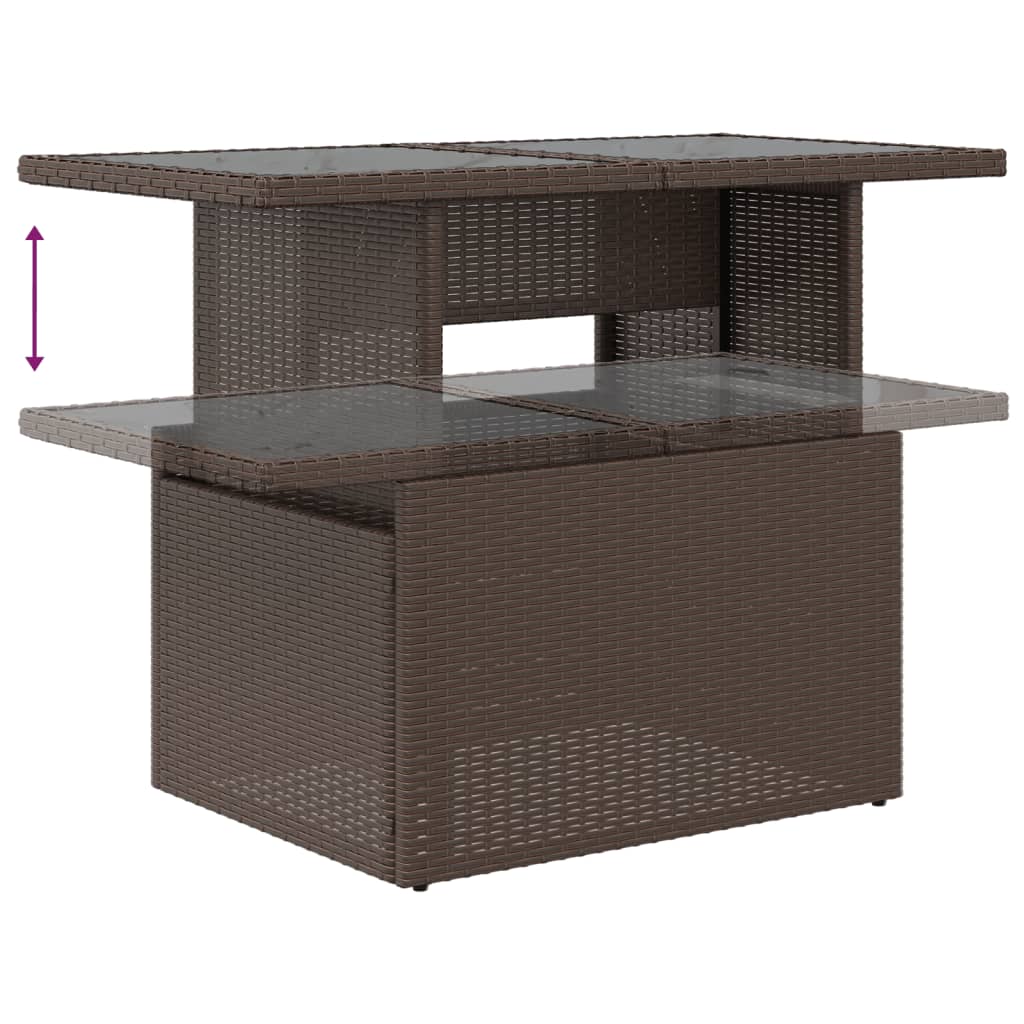 8-delige tuinbankset met kussens, bruin polyrotan – afbeelding 7