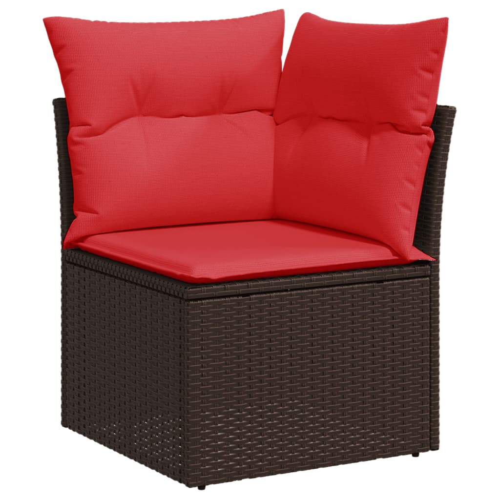 8-delige tuinbankset met kussens, bruin polyrotan – afbeelding 4
