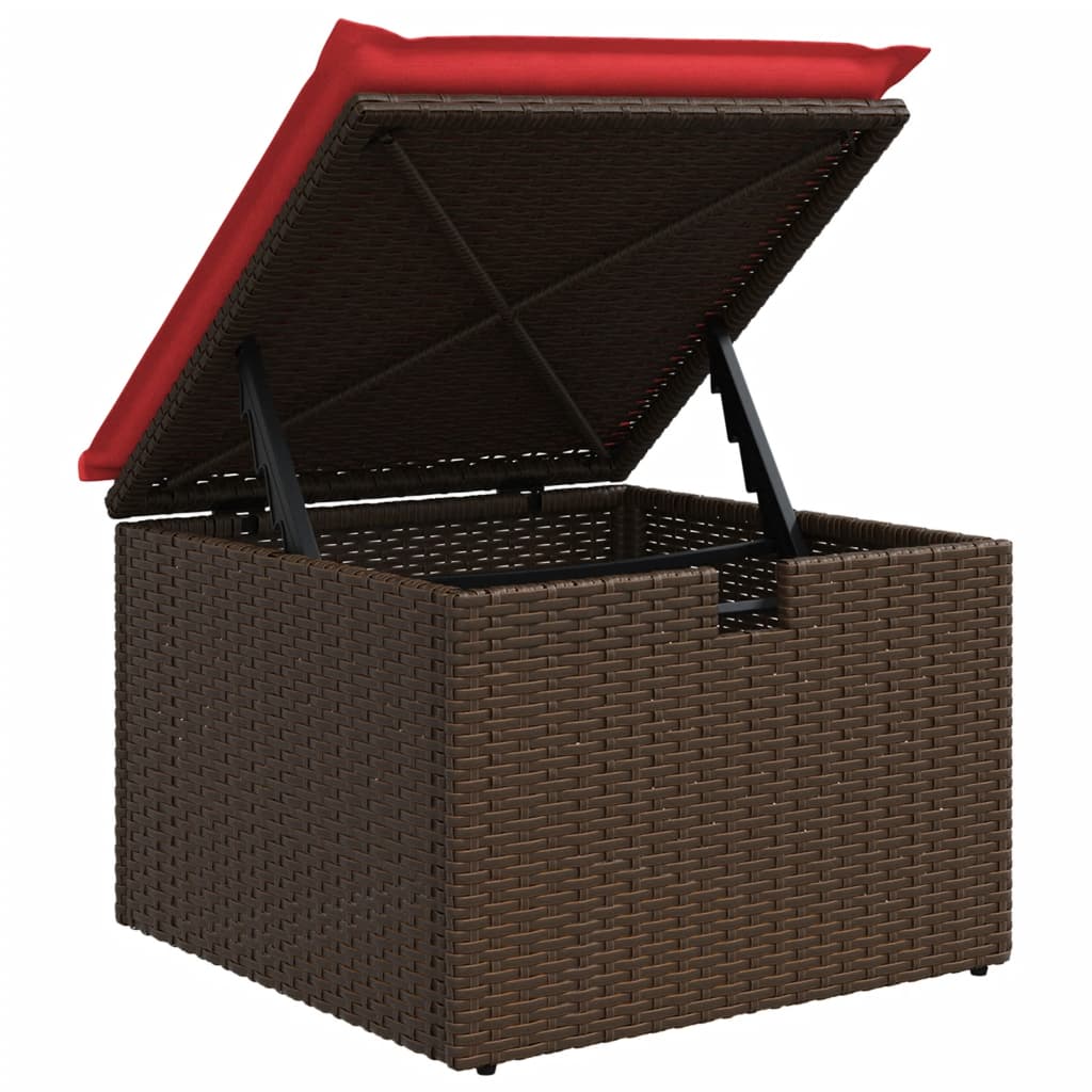 9-delige tuinbankset met kussens, bruin polyrotan – afbeelding 8