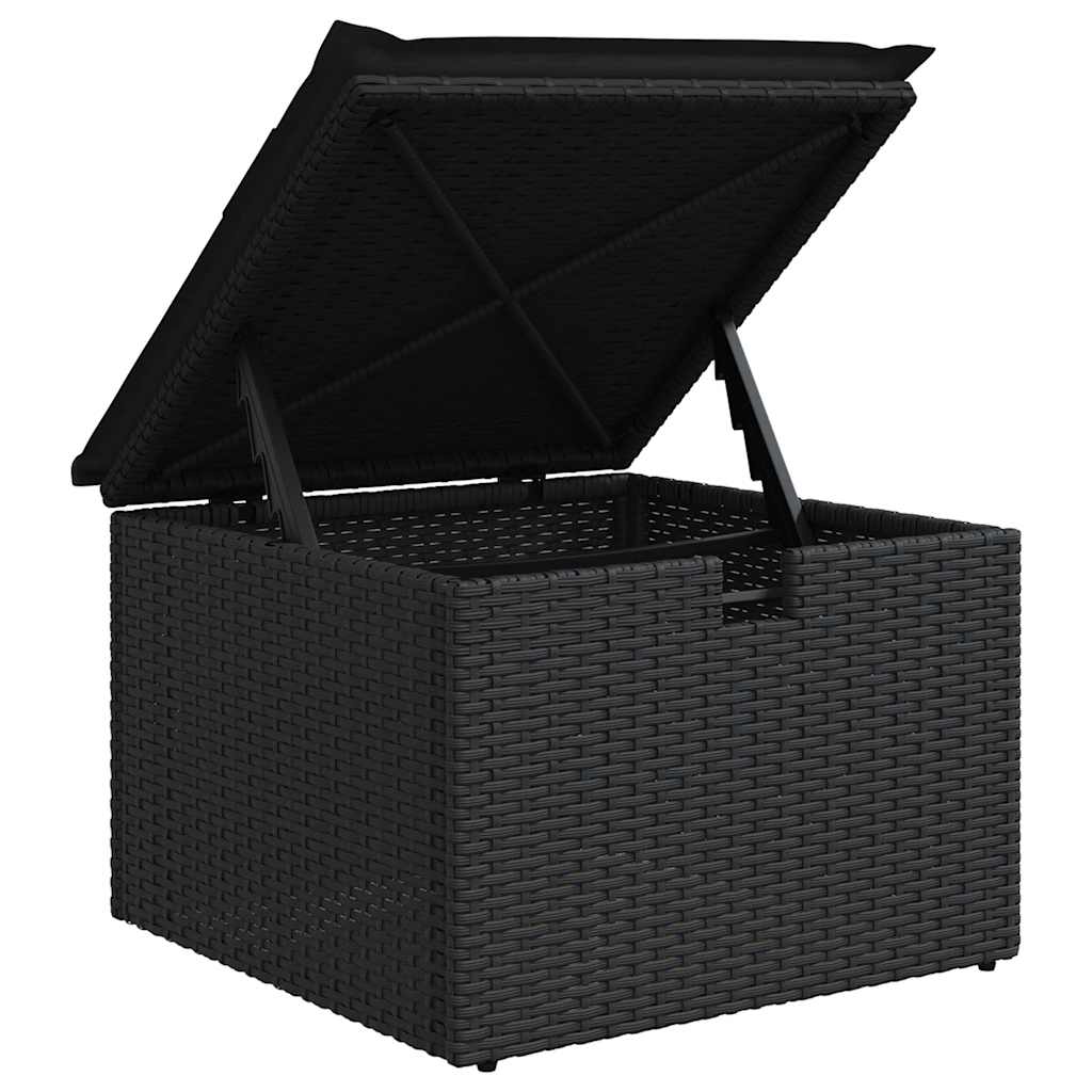 6-delige Loungeset met kussens poly rattan zwart – afbeelding 10