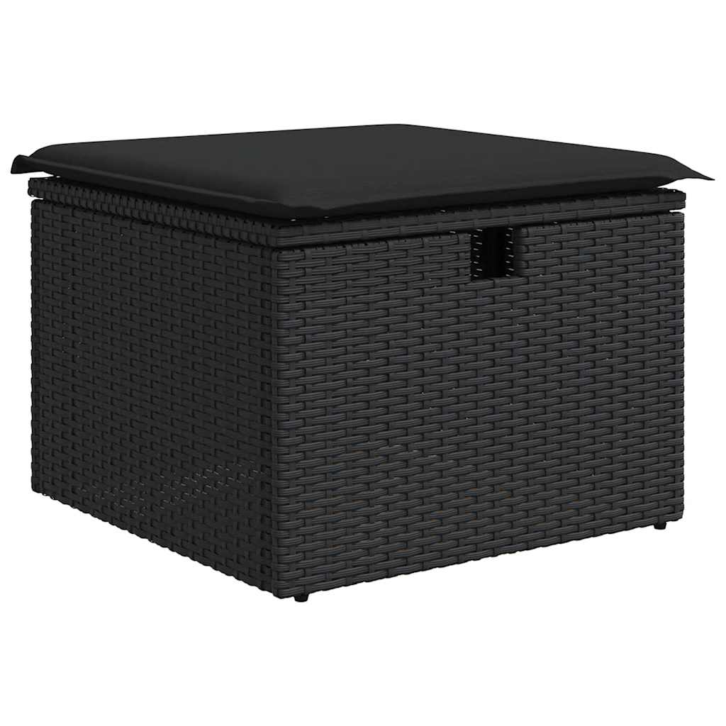6-delige Loungeset met kussens poly rattan zwart – afbeelding 5
