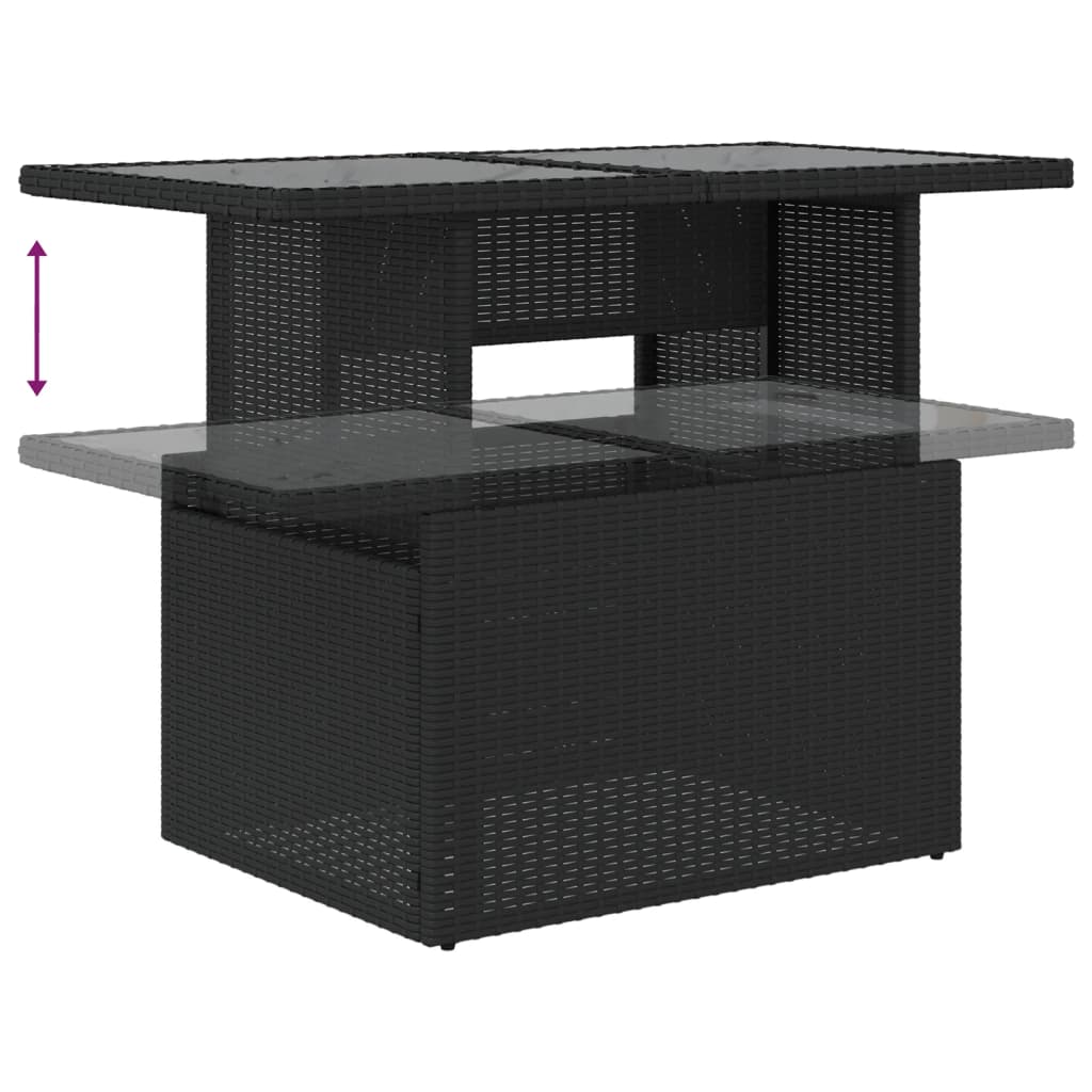 6-delige Loungeset met kussens poly rattan zwart – afbeelding 8
