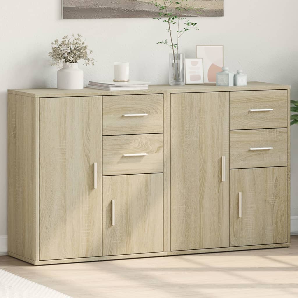 Dressoirs 2 st 60x31x70 cm bewerkt hout sonoma eikenkleurig