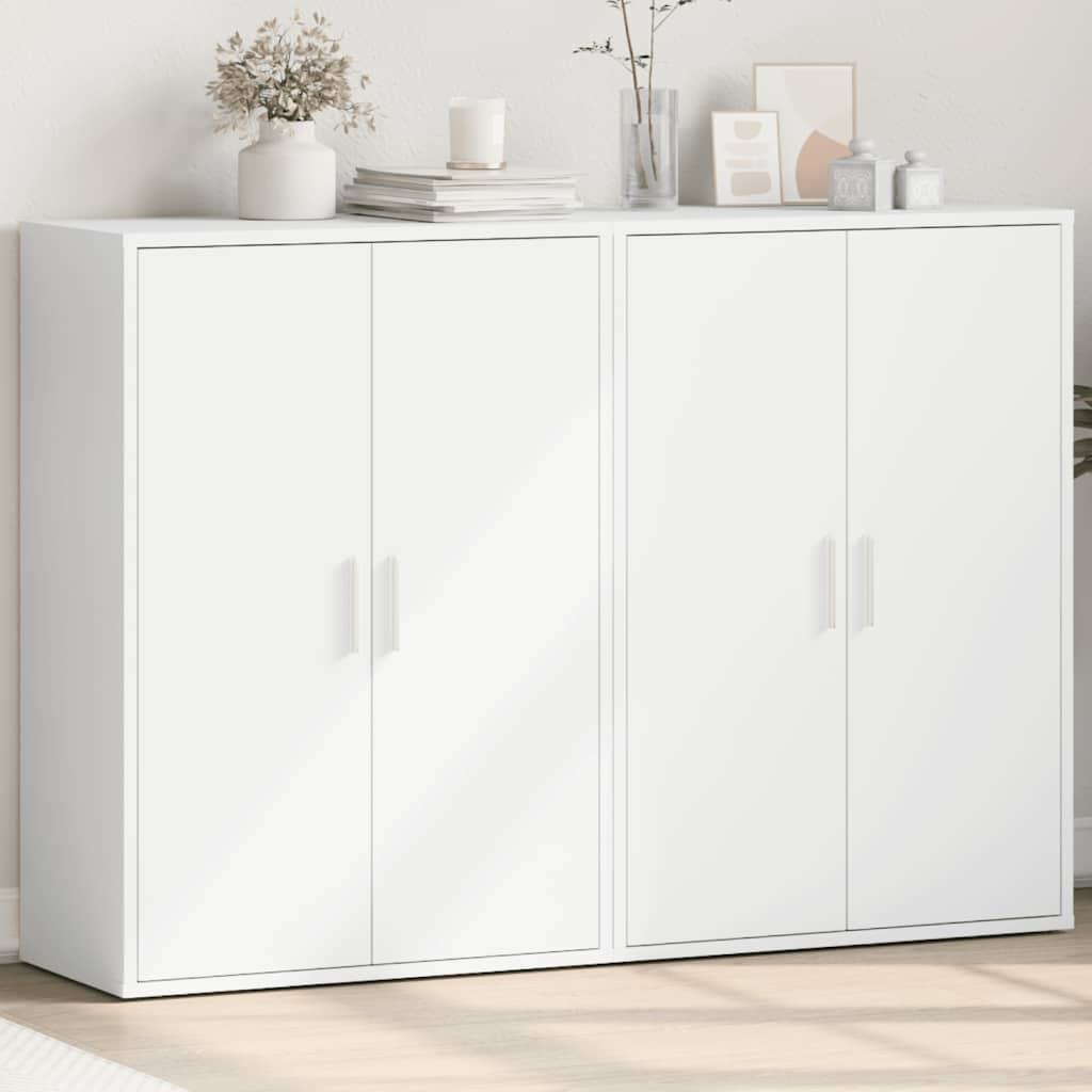 Dressoirs 2 st 60x31x84 cm bewerkt hout wit