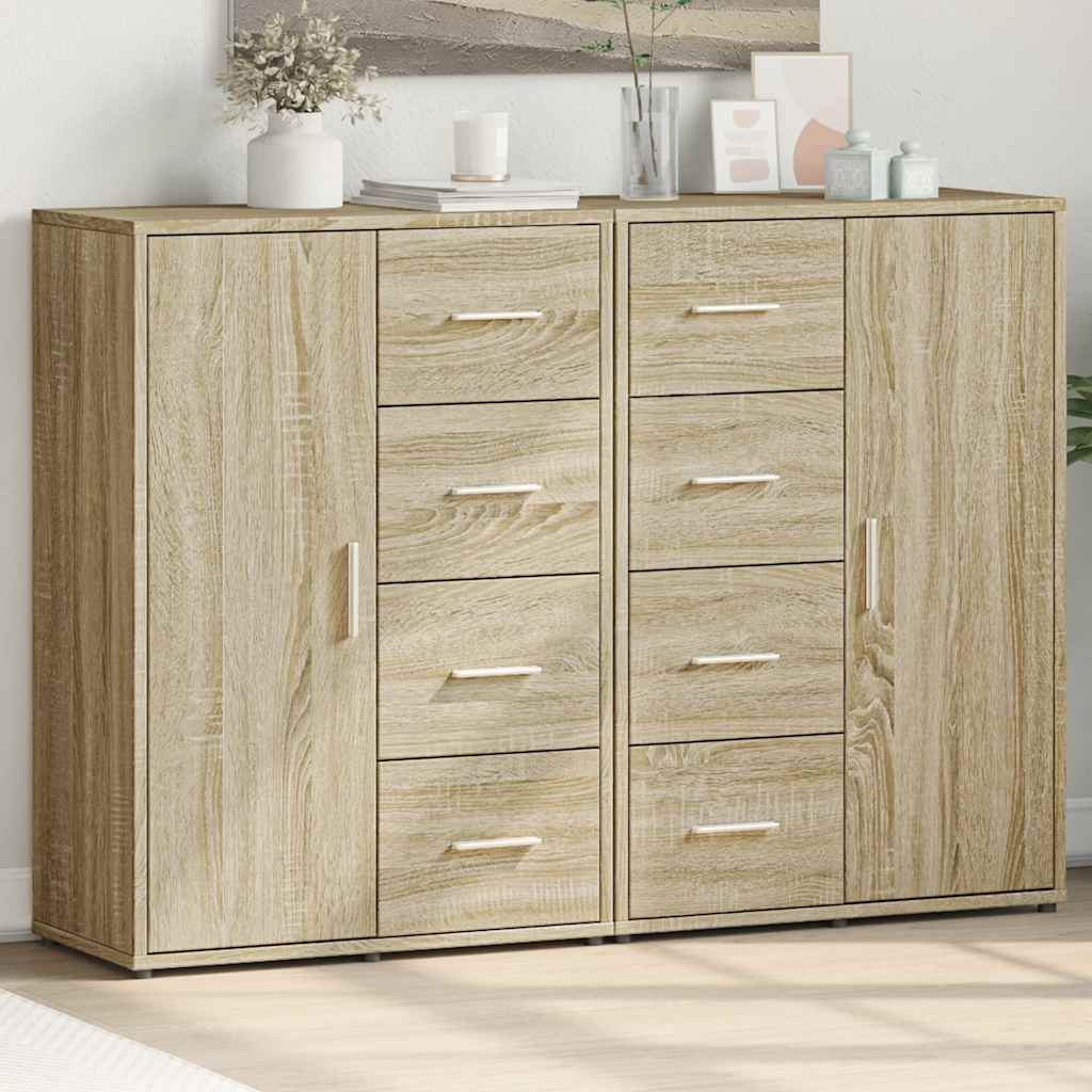 Dressoirs 2 st 60x31x84 cm bewerkt hout sonoma eikenkleurig – afbeelding 1
