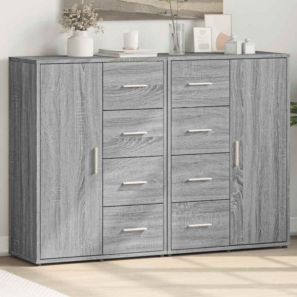 Dressoirs 2 st 60x31x84 cm bewerkt hout grijs sonoma eikenkleur – afbeelding 1