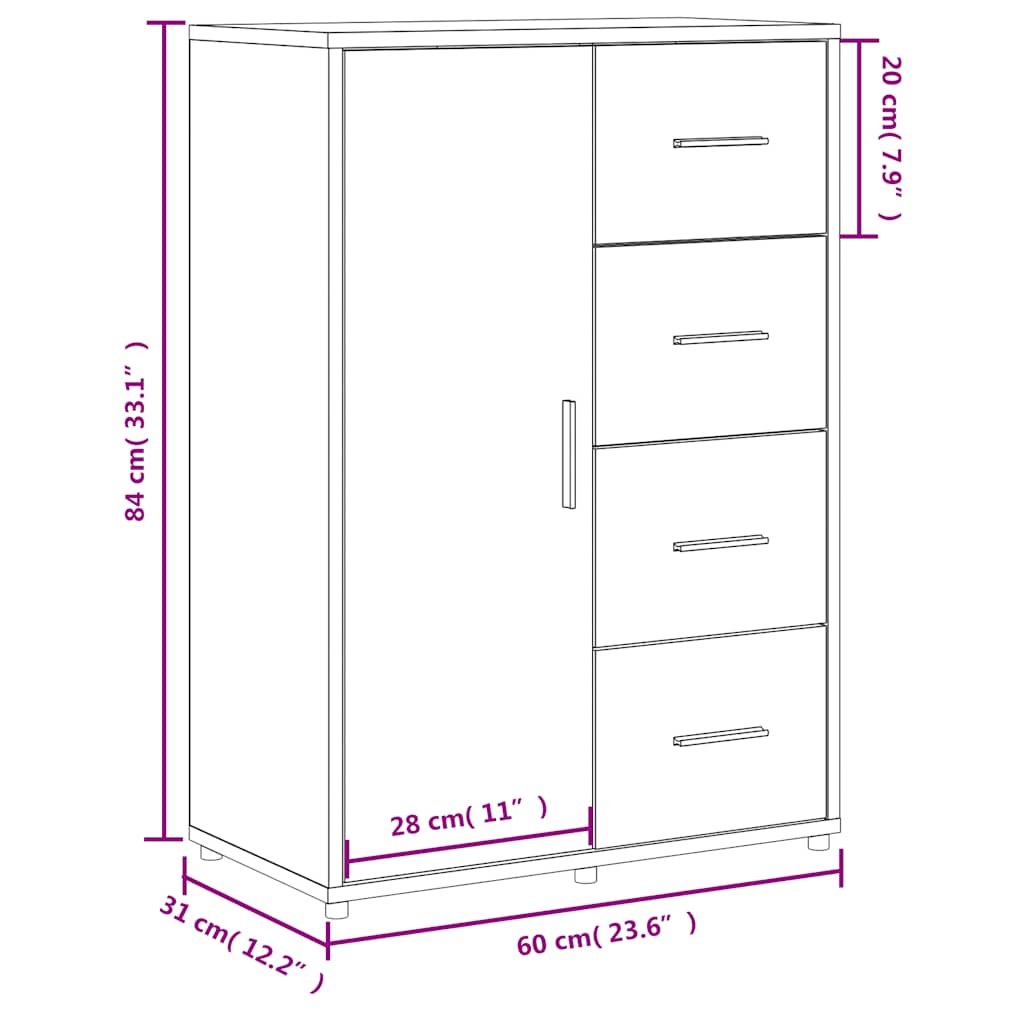 Dressoirs 2 st 60x31x84 cm bewerkt hout grijs sonoma eikenkleur – afbeelding 11