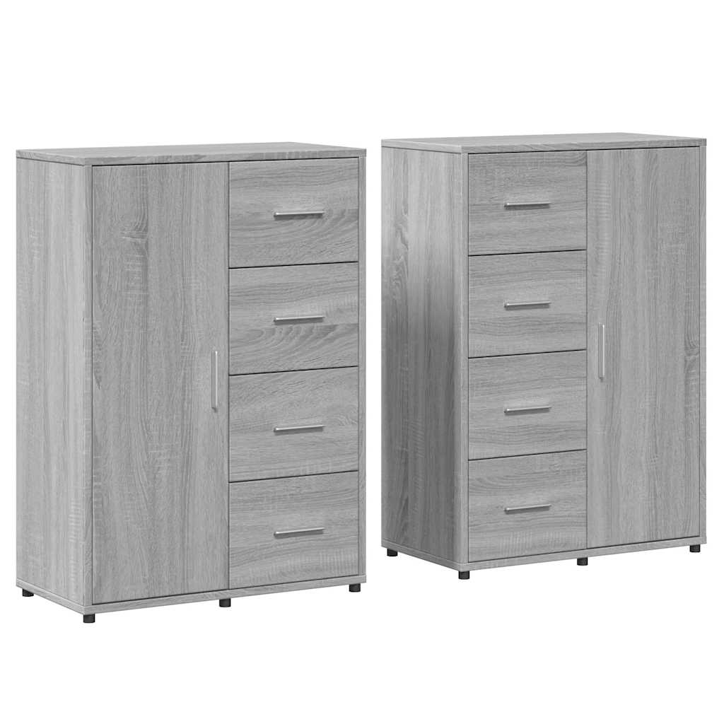 Dressoirs 2 st 60x31x84 cm bewerkt hout grijs sonoma eikenkleur – afbeelding 2