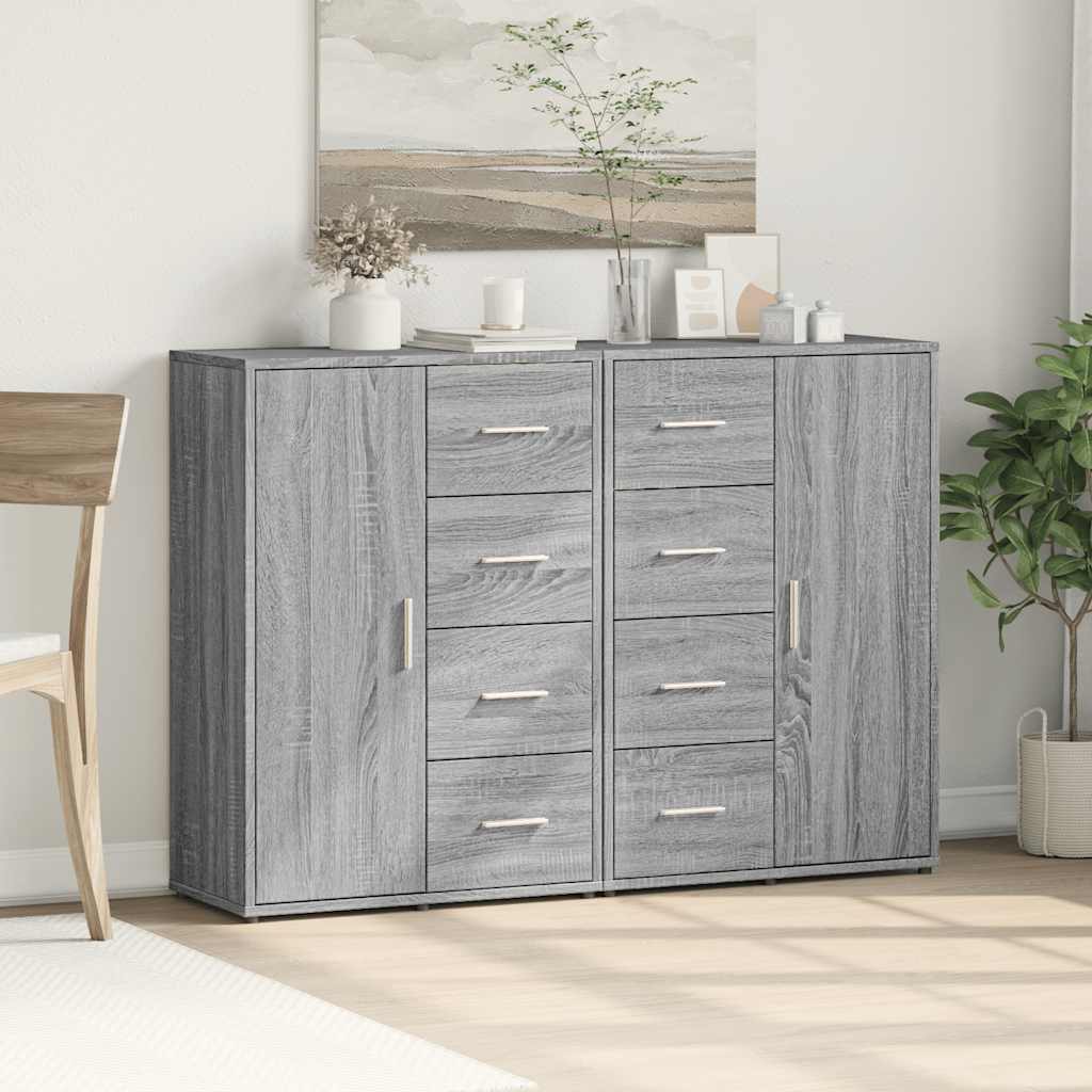 Dressoirs 2 st 60x31x84 cm bewerkt hout grijs sonoma eikenkleur – afbeelding 3