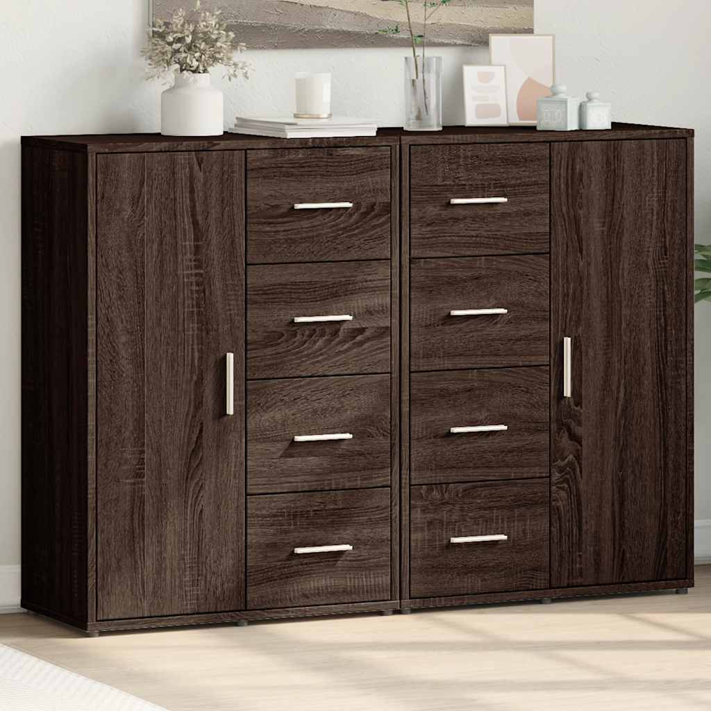Dressoirs 2 st 60x31x84 cm bewerkt hout bruin eikenkleurig