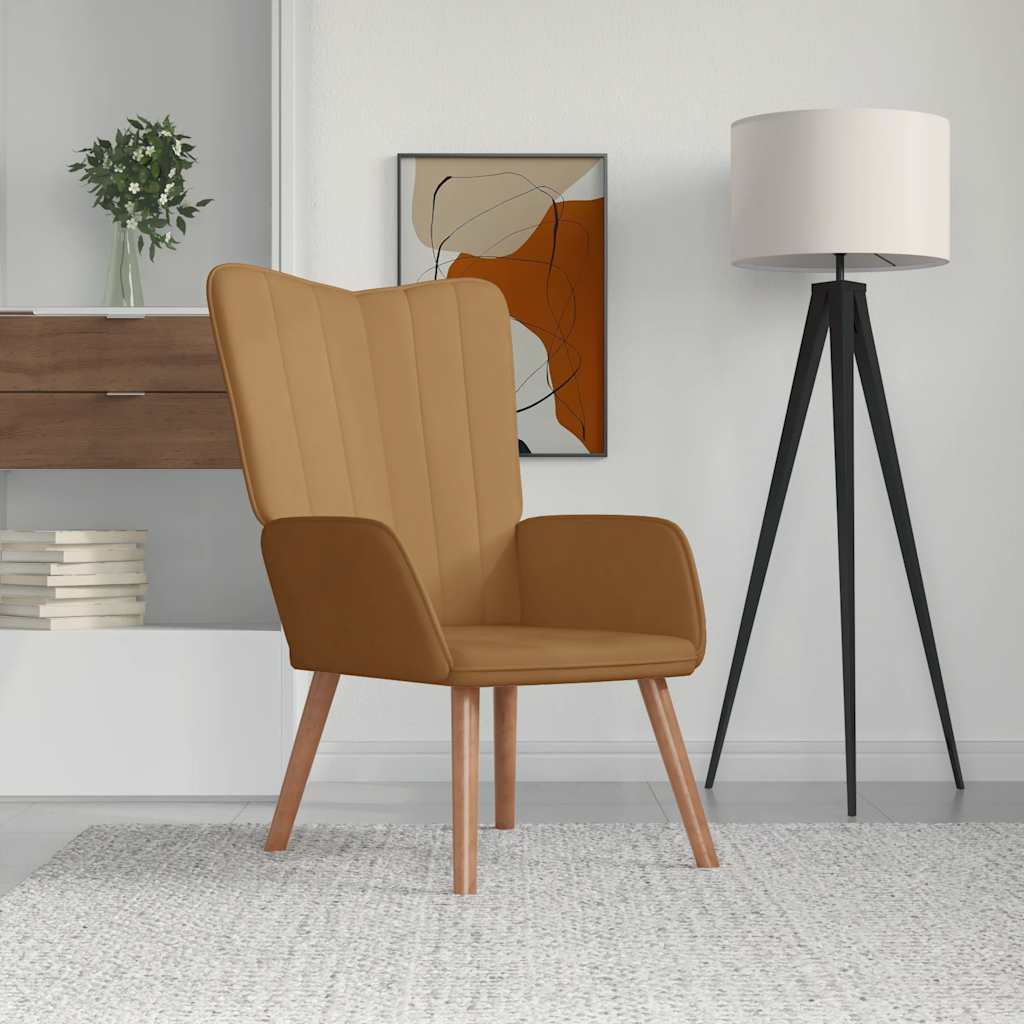 Relaxstoel fluweel bruin