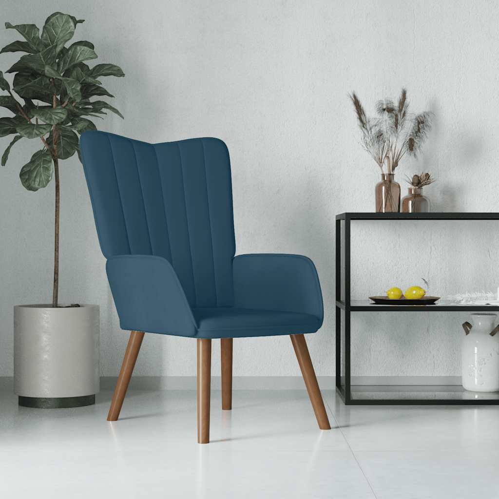 Relaxstoel fluweel blauw