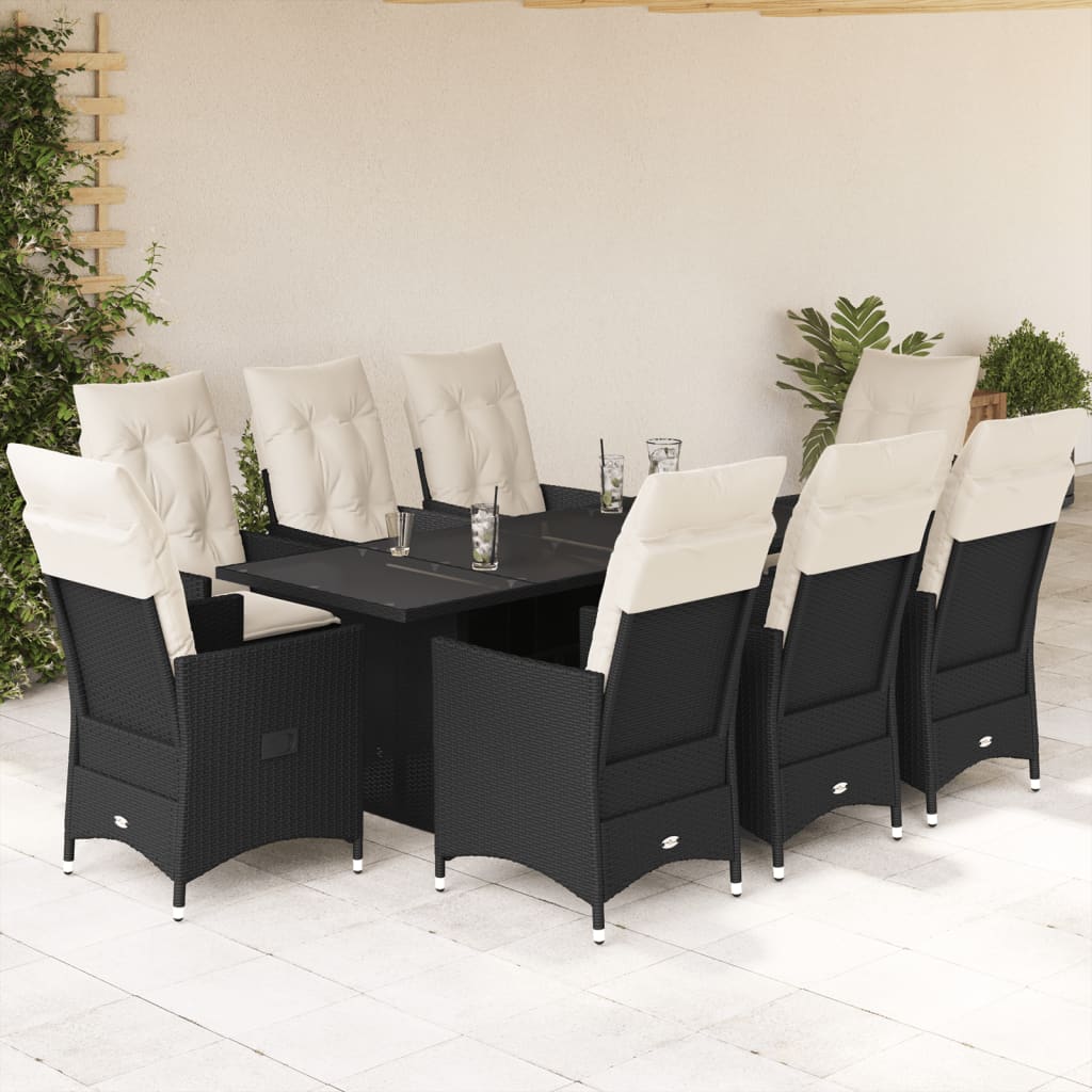 9-delige Tuinset poly rattan zwart – afbeelding 1