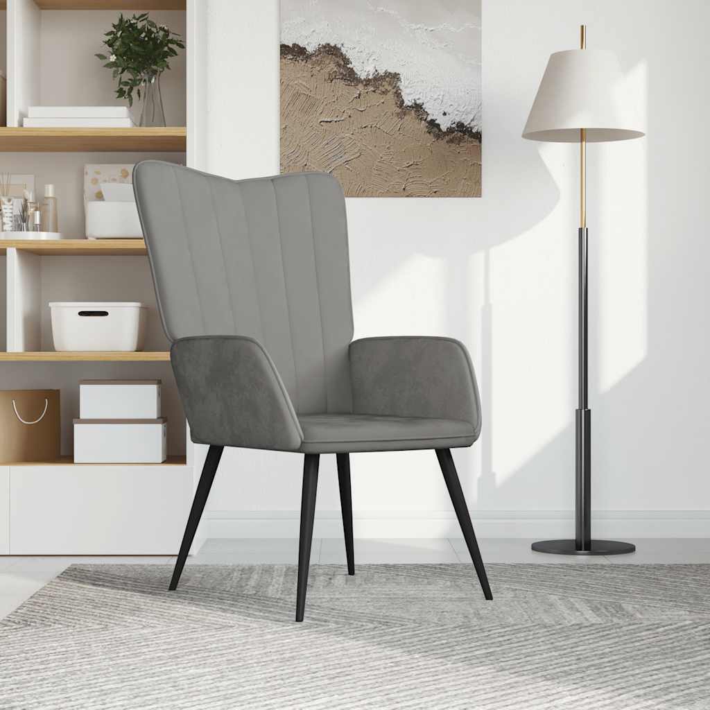 Relaxstoel fluweel lichtgrijs