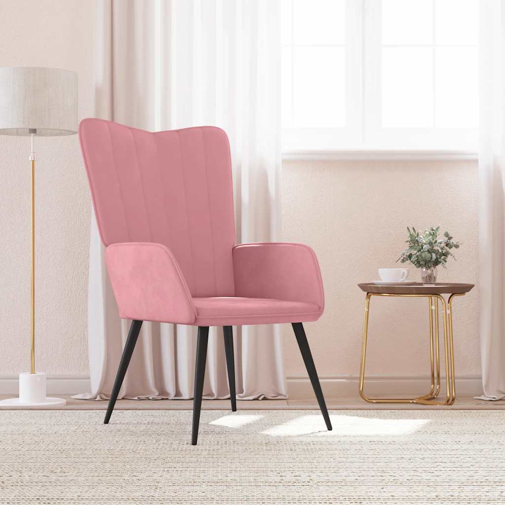 Relaxstoel fluweel roze