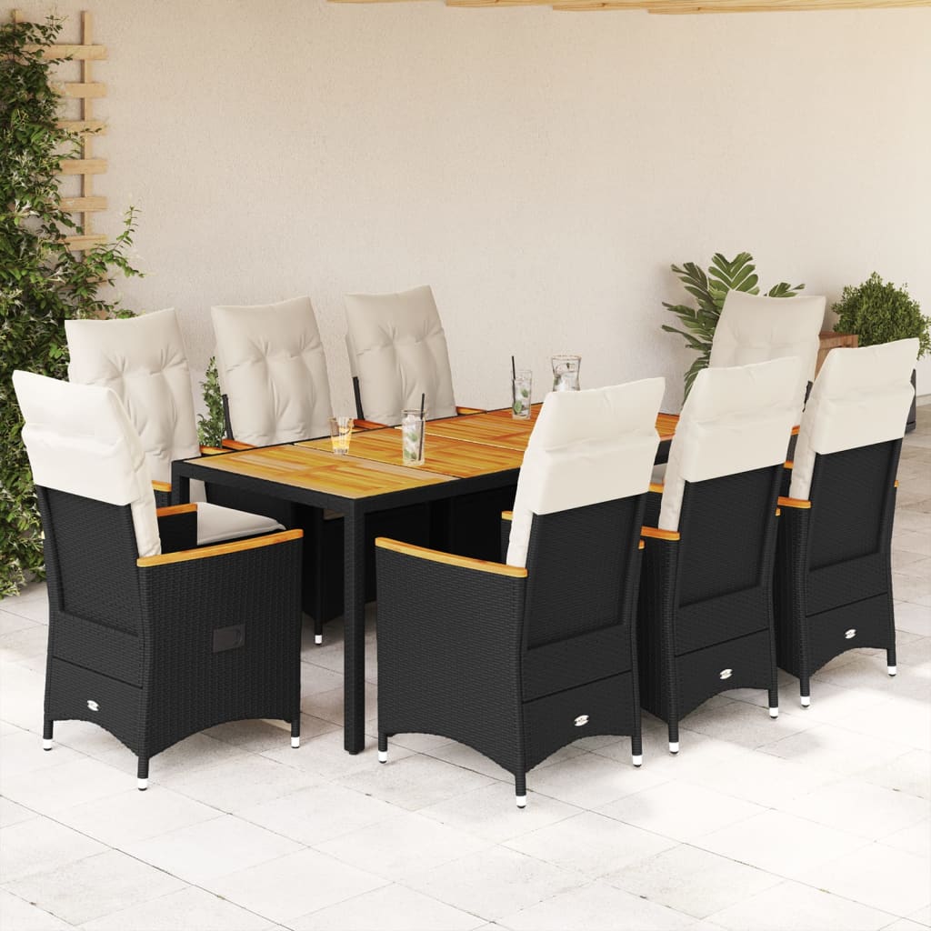 9-delige Tuinset poly rattan zwart – afbeelding 1