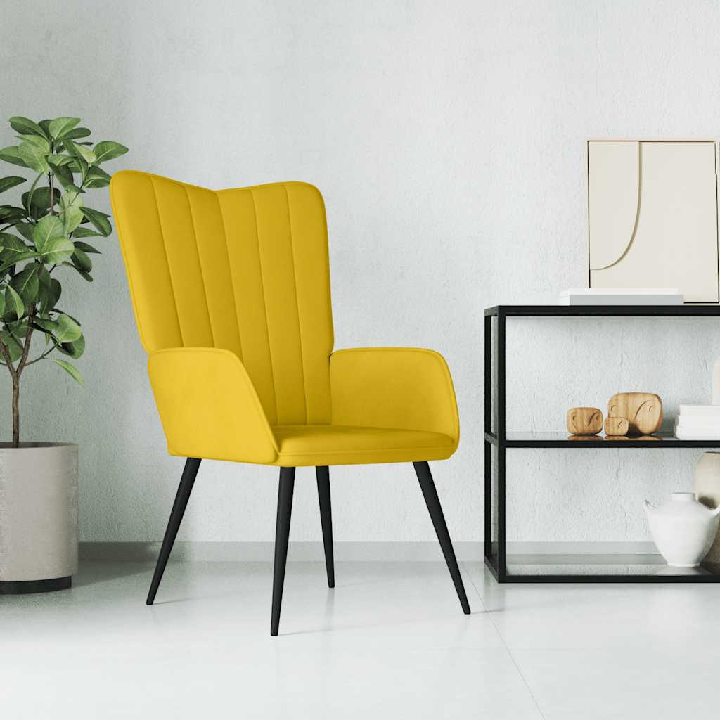 Relaxstoel fluweel mosterdgeel