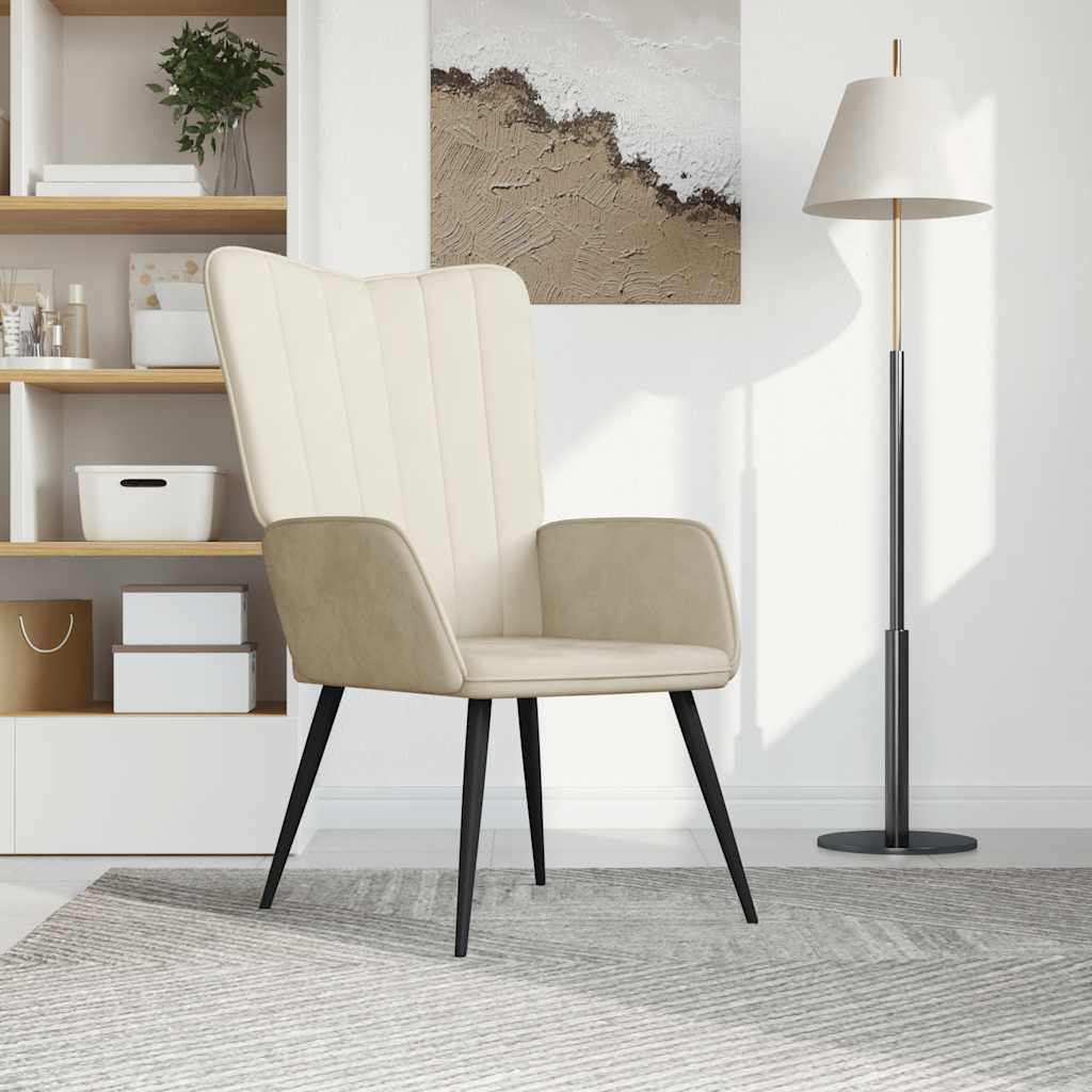 Relaxstoel fluweel crèmewit