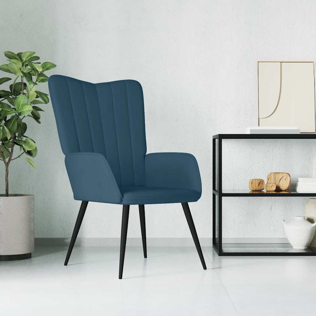 Relaxstoel fluweel blauw