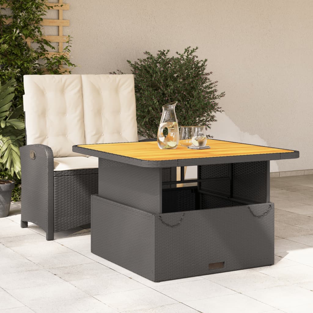2-delige Tuinset met kussens poly rattan zwart